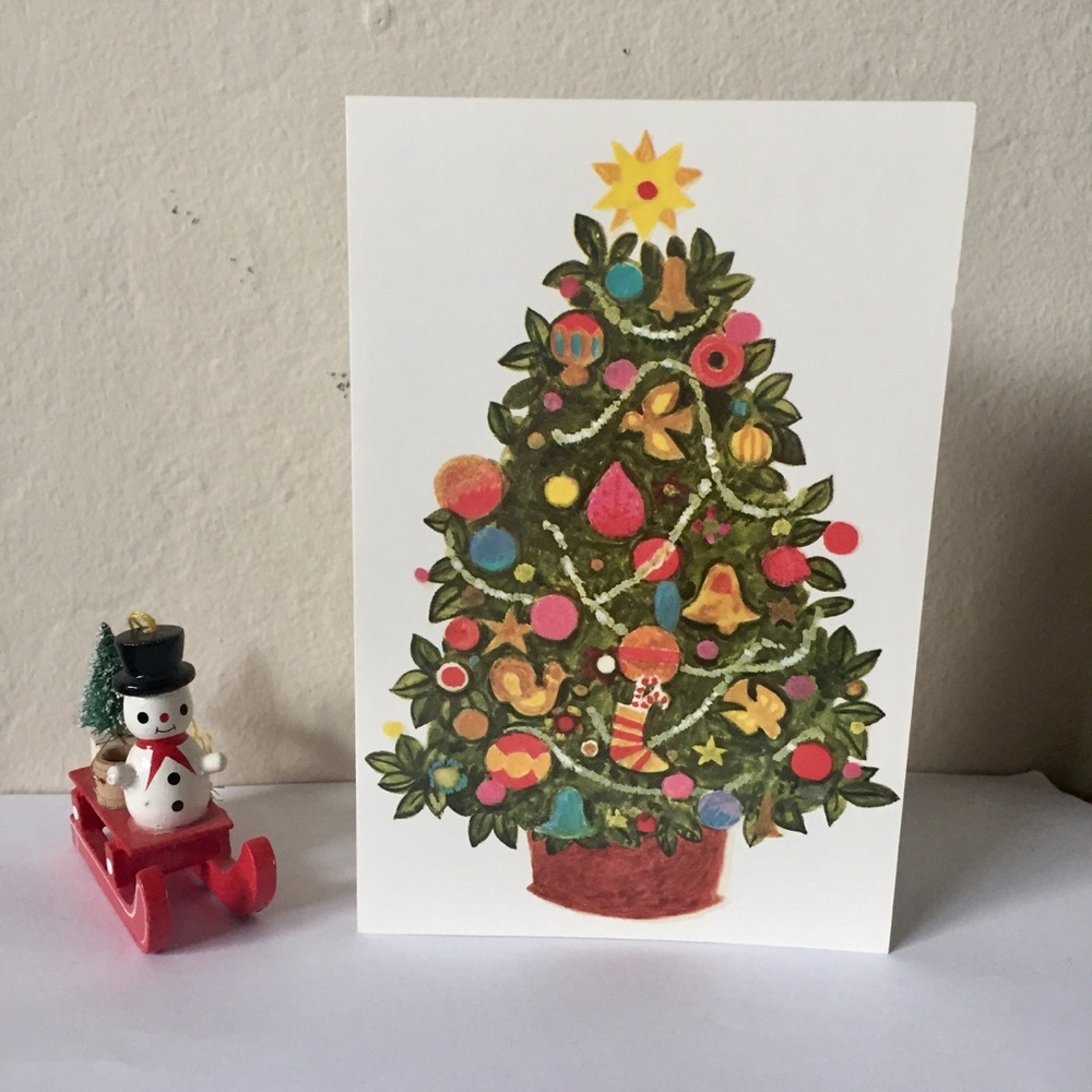 Vintage 60’s Christmas Tree Card Set of 7
